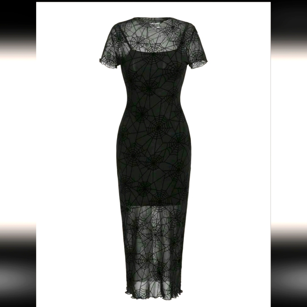 Spider Web Velvet Dress